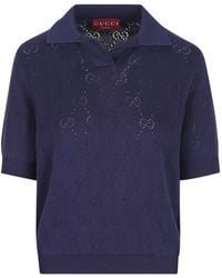 Gucci - Gg Short-Sleeved Ribbed Polo Shirt - Lyst