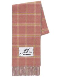 Marni - Logo Patch Checked Fringed Scarf - Lyst