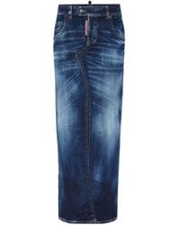 DSquared² - Medium Wash Front Split Long Skirt - Lyst