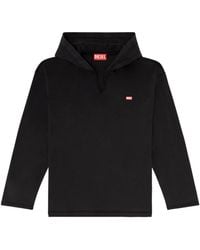 DIESEL - Long-Sleeve T-Shirt With Flannel Hood - Lyst