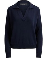Ralph Lauren - Johnny-Collar Embroidered-Logo Sweater - Lyst