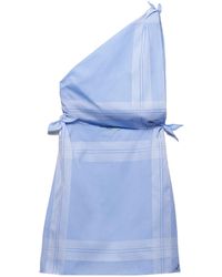 Prada - Checked Cotton Mini-Dress - Lyst
