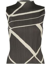 Pleats Please Issey Miyake - Pleats Please Issey Miyake Fold Line Sleeveless Top - Lyst