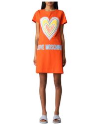 Moschino - Printed Pattern Short-Sleeved Slim Dress - Lyst