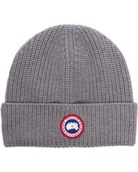 Canada Goose - Ribbed-Knit Logo-Patch Beanie - Lyst