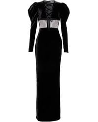 Alessandra Rich - Silk-Blend Velvet Maxi Dress - Lyst