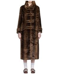 OPEN YY - Faux Fur Coat With Lapel And Buttons - Lyst