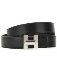 Hogan - H-Logo Buckle Leather Belt - Lyst