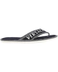 Versace - Logo-Embroidered Terry Slippers - Lyst