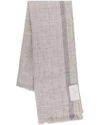 Brunello Cucinelli - Tonal Striped Fringed Scarf - Lyst
