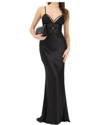 Elisabetta Franchi - Elastic Strap Satin Carpet Dress - Lyst