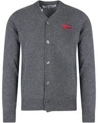 COMME DES GARÇONS PLAY - Heart-Patch Wool Cardigan - Lyst