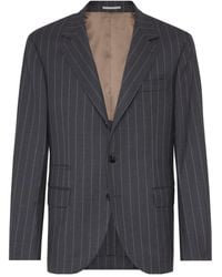 Brunello Cucinelli - Single-Breasted Pinstriped Tailored Blazer - Lyst