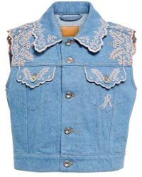 Rabanne - Embroidered Denim Vest - Lyst