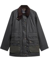 Barbour - Modern Border Corduroy-Collar Waxed Coat - Lyst