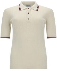Moncler - Short Sleeved Knitted Polo Top - Lyst