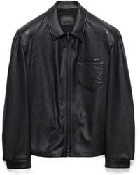 Prada - Zip-Up Leather Jacket - Lyst