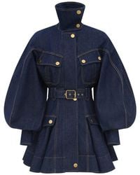 Zimmermann - Luna Denim Button Belted Dress - Lyst