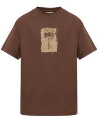 Palm Angels - Brushed Palm Tree Crewneck T-Shirt - Lyst