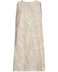 Brunello Cucinelli - Cotton-Blend Embroidered Mini Dress - Lyst