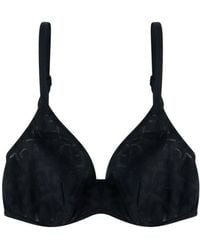 Versace - Allover Logo Mesh Stretched Triangle Bra - Lyst