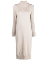 Eleventy - Long Sleeved Knitted Midi Dress - Lyst