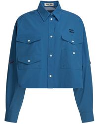 Miu Miu - Logo-Embroidered Button-Up Shirt - Lyst