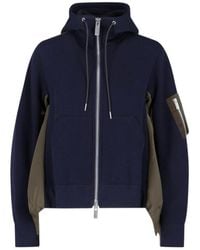 Sacai - Contrast Panel Zip Hoodie - Lyst