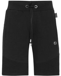Philipp Plein - Ribbed Detail Cotton Track Shorts - Lyst