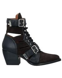 Chloé - Pointed-Toe Denim Ankle Boots - Lyst