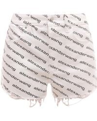 T By Alexander Wang - Logo Print Denim Shorts - Lyst