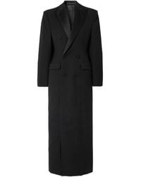 Wardrobe NYC - Double-Breasted Silk-Satin Trimmed Wool Coat - Lyst