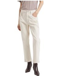Brunello Cucinelli - Logo Patch Cropped Jeans - Lyst