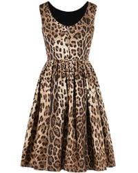 Dolce & Gabbana - Leopard Printed Midi Dress - Lyst
