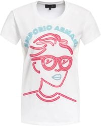 Emporio Armani - T-Shirt With Round Neck And Short Sleeves - Lyst