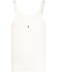 Saint Laurent - Logo Cotton Sleeveless Tank. - Lyst