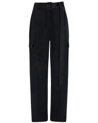 Ferragamo - Ferragamo Belted Waist Satin Cargo Trousers - Lyst
