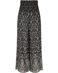 Veronica Beard - Callaway Smocked Wide-Leg Pants - Lyst