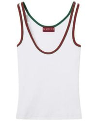 Gucci - Web Detail Cotton Tank Top - Lyst