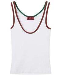 Gucci - Web Detail Cotton Tank Top - Lyst