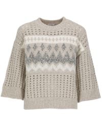 Peserico - Textured Fair Isle Knitted Sweater - Lyst