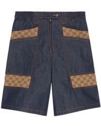 Gucci - High-Waist Denim Bermuda Shorts - Lyst