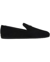 Prada - Triangle-Logo Suede Loafers - Lyst
