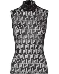 Fendi - Fitted Sleeveless Top With High Neck - Lyst