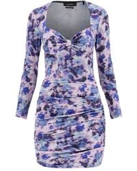 Isabel Marant - Floral-Printed Ruched Detail Mini Dress - Lyst