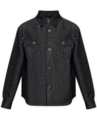 Versace - Leopard-Print Long-Sleeve Shirt - Lyst