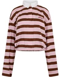 Prada - Cropped Long-Sleeve Rugby Polo Shirt - Lyst
