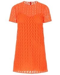 Valentino - Logo Patterned Layered Mini Dress - Lyst