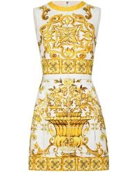 Dolce & Gabbana - Majolica-Printed Sleeveless Mini Dress - Lyst