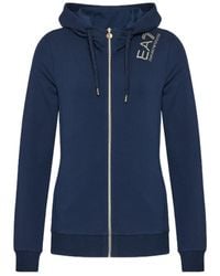 EA7 - Logo Printed Hooded Casual Jacket - Lyst